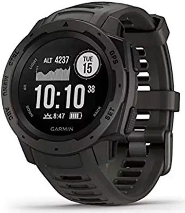 Main image of Garmin 010-02064-00 Instinct, Rugged Outdoor Watch with GPS, Features Glonass and Galileo, Heart Rate Monitoring and 3-Axis Compass, Graphite, 1.27"