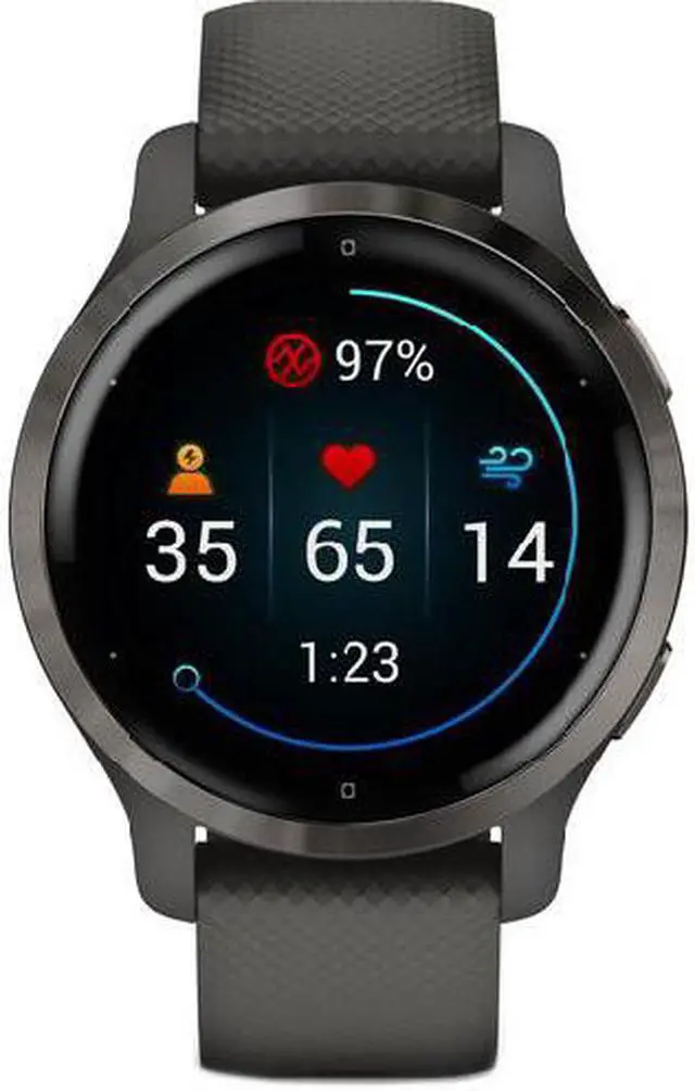 Alt view image 5 of 9 - Garmin Venu 2S, Smaller-Sized GPS Smartwatch with Advanced Health Monitoring and Fitness Features, Slate Bezel with Graphite Case and Silicone Band, (010-02429-00)