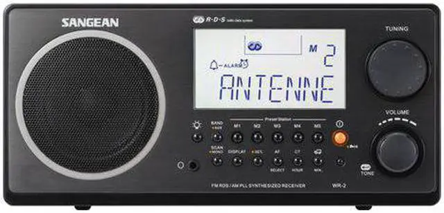 Alt view image 4 of 5 - sangean wr2bk fmrbds am wooden cabinet digital tuning radio black