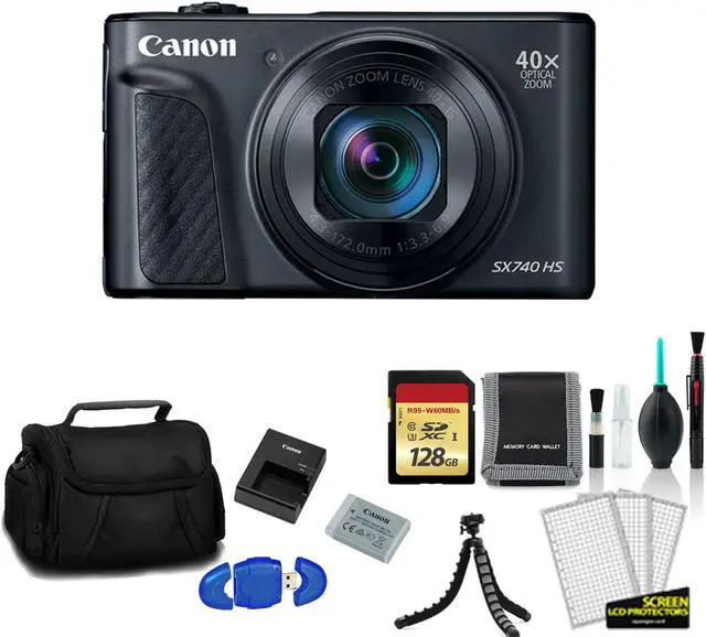 Main image of Canon PowerShot SX740 HS Digital Camera (Black) with 128GB Memory Card + More - International Model
