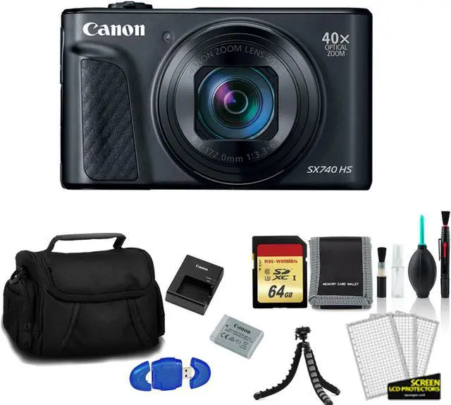 Main image of Canon PowerShot SX740 HS Digital Camera (Black) with 64GB Memory Card + More - International Model