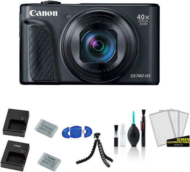 Canon PowerShot SX740 HS Digital Camera (Black) with Extra Battery