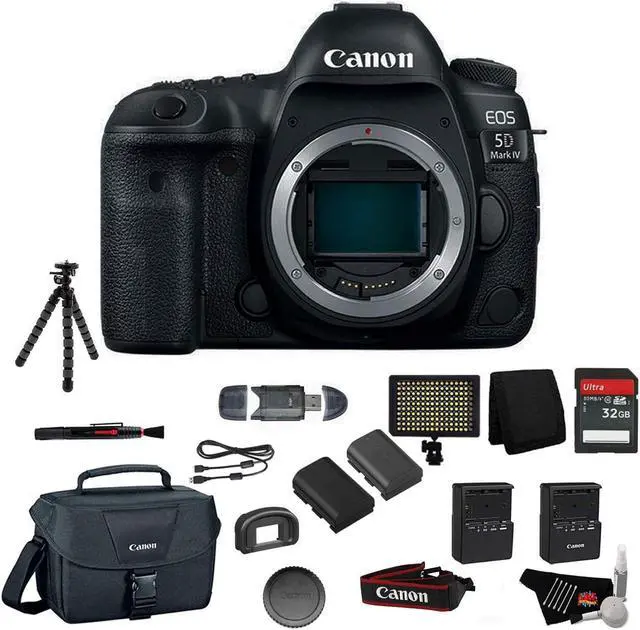 Main image of Canon EOS 5D Mark IV Full Frame Digital SLR Camera Body - Bundle with Tripod + LED Light + 32 GB Memory Card + More (Int