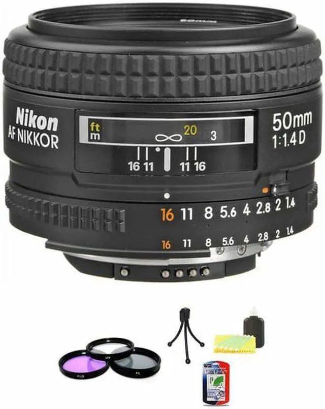 Alt view image 7 of 7 - Nikon Nikkor 50 mm F/1.4D AF Lens + UV Filter Kit & Cleaning Kit Bundle