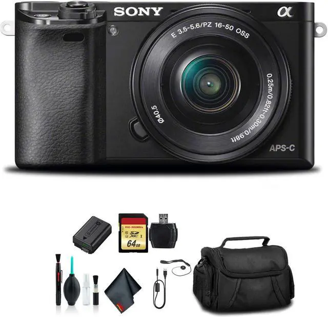 Main image of Sony Alpha a6000 Mirrorless Digital Camera - Black + 16-50mm Lens Starter Bundle 02