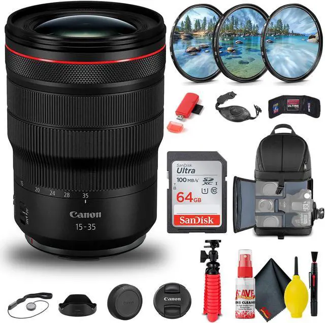 Main image of Canon RF 15-35mm f/2.8L IS USM Lens (3682C002) + Filter Kit + BackPack + More