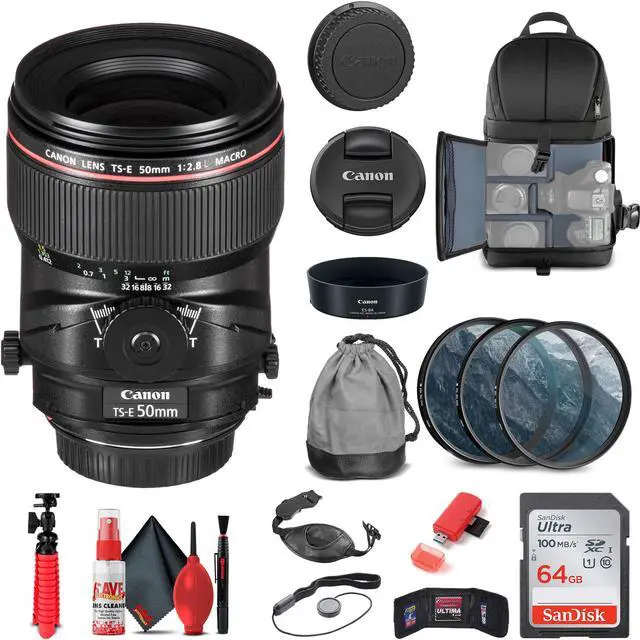 Main image of Canon TS-E 50mm f/2.8L Macro Tilt-Shift Lens (2273C002) + Filter Kit + More