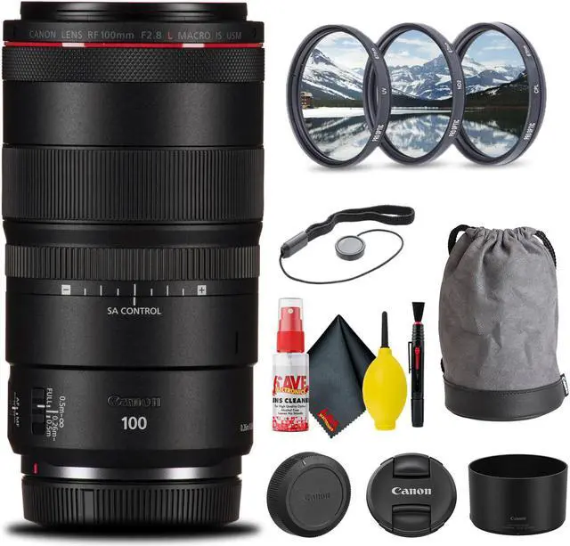 Main image of Canon RF 100mm f/2.8L Macro IS USM Lens (4514C002) + Filter Kit Base Bundle