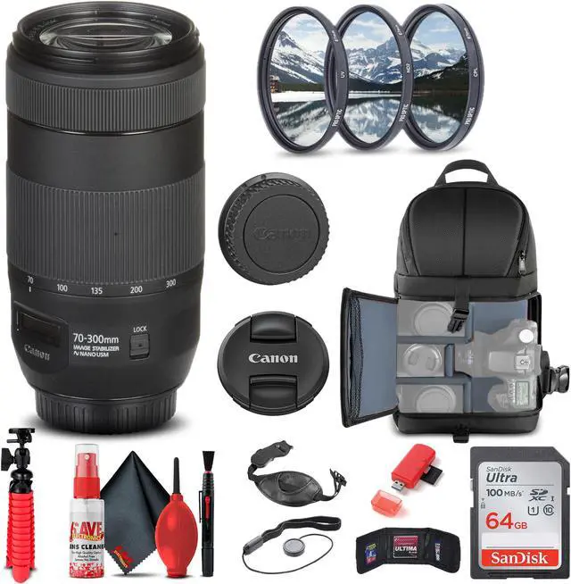 Main image of Canon EF 70-300mm f/4-5.6 IS II USM Lens (0571C002) + Filter + BackPack + More