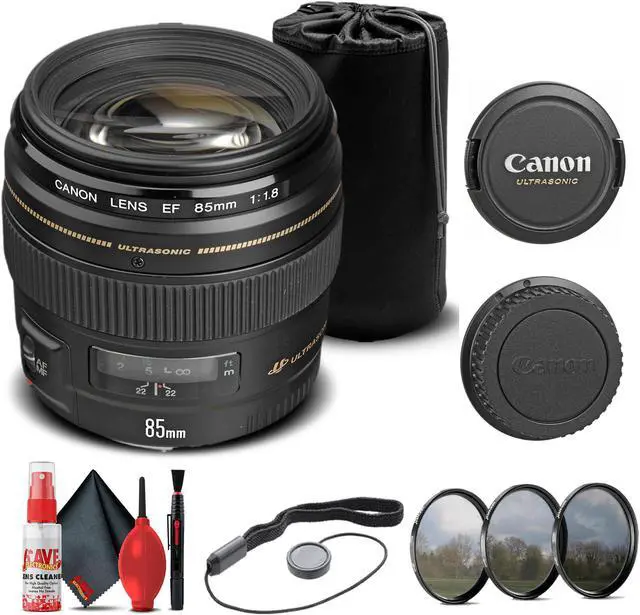 Main image of Canon EF 85mm f/1.8 USM Lens (2519A003) + Filter Kit + Lens Pouch Base Bundle