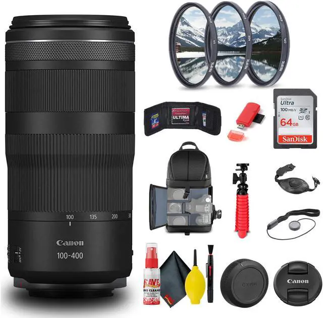 Main image of Canon RF 100-400mm f/5.6-8 IS USM Lens (5050C002) + Filter Kit + BackPack + More
