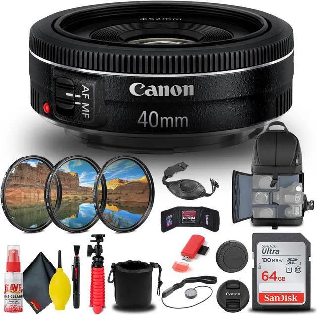 Main image of Canon EF 40mm f/2.8 STM Lens (6310B002) + Filter + BackPack + 64GB Card + More