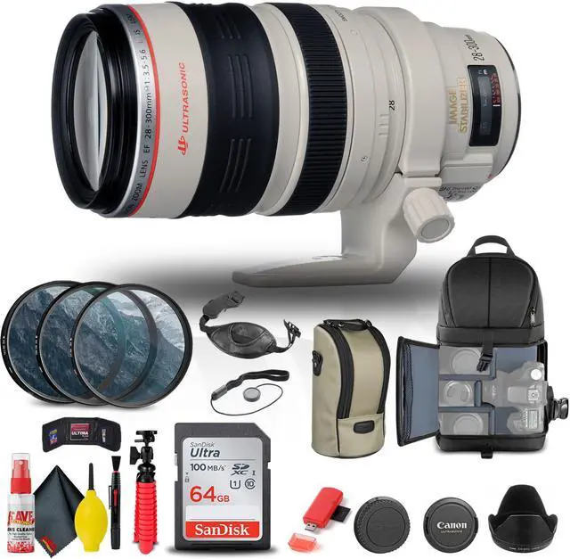 Main image of Canon EF 28-300mm f/3.5-5.6L IS USM Lens (9322A002) + Filter Kit + Pro Sling  Backpack Bundle
