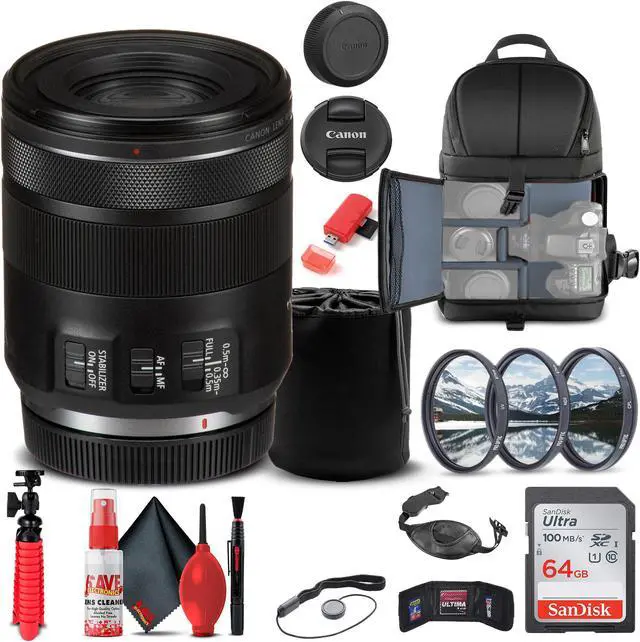 Main image of Canon RF 85mm f/2 Macro IS STM Lens (4234C002) + Filter Kit + BackPack + More