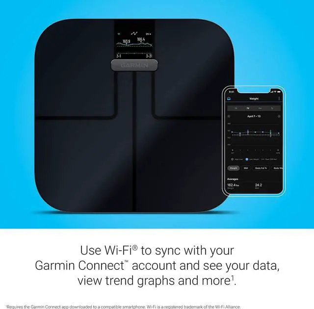 Alt view image 4 of 4 - Garmin Index S2 Smart Scale with Wireless Connectivity-Black (Bundle)