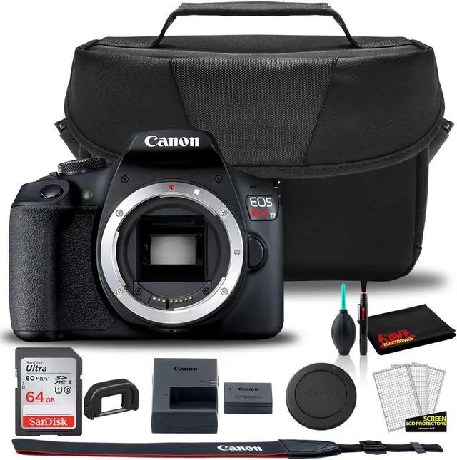 Main image of Canon EOS Rebel T7 DSLR Camera +  Canon EOS Bag +  Sandisk Ultra 64GB Card + Cleaning Set And More (Kit Box) No Lens