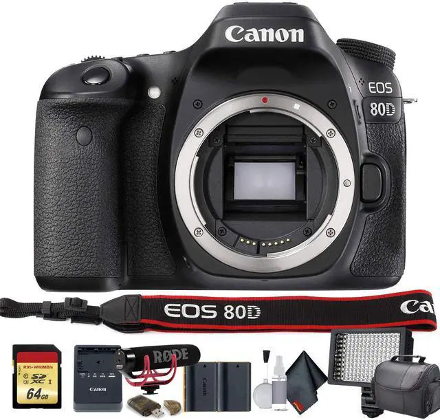 Main image of Canon EOS 80D DSLR Camera (1263C004) W/Bag, Extra Battery, LED Light, Mic, Filters and More - Advanced Bundle