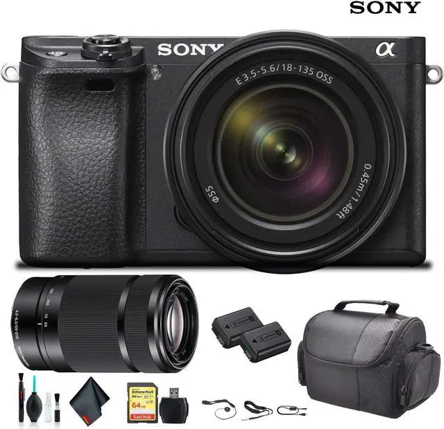 Main image of Sony Alpha a6500 Mirrorless Camera with 16-50mm Lens ILCE6500KIT With Sony 55-210mm Lens, Soft Bag, Additional Battery, 64GB Memory Card, Card Reader , Plus Essential Accessories
