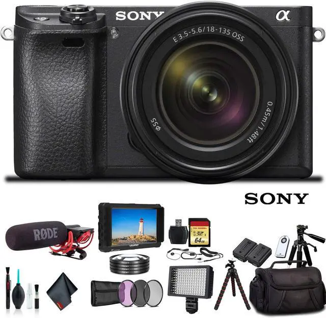 Main image of Sony Alpha a6500 Mirrorless Camera with 16-50mm Lens ILCE6500KIT With Bag, Lens Filters, Additional Battery, Rode Mic, Light, 64GB Memory Card, Sling Bag, Card Reader , Plus Essential Accessories
