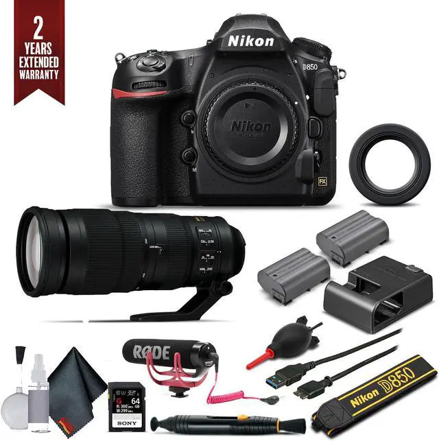 Main image of Nikon D850 Digital SLR Camera W/ Nikon AF-S FX NIKKOR 200-500mm f/5.6E ED Lens, Mic, Extra Battery, and More. (International Model) Starter Bundle