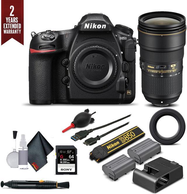 Nikon D850 Digital SLR Camera W/ Nikon AF-S NIKKOR 24-70mm f/2.8E ED VR  Lens and Accessories Bundle (International Model) 