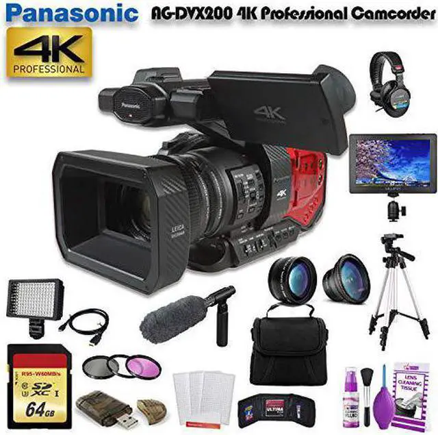Alt view image 2 of 4 - Panasonic AG-DVX200 4K Professional Camcorder (AG-DVX200PJ8) W/ 64GB Memory Card, Bag, Tripod, Led Light, Sony Headphones, Mic Bundle