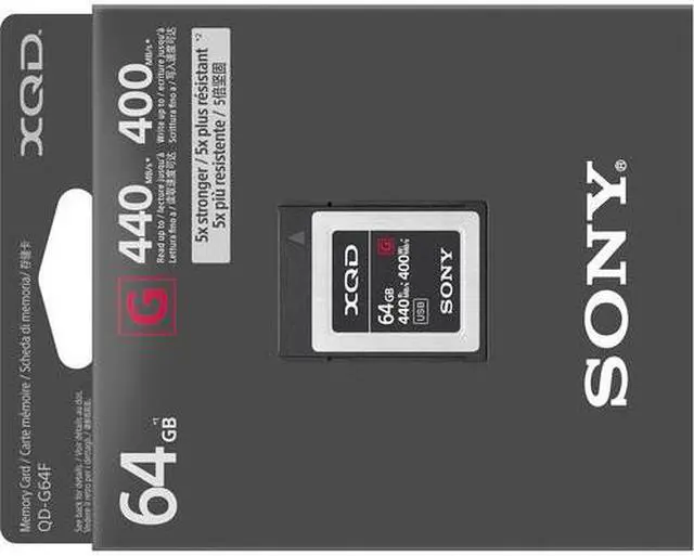 Alt view image 4 of 4 - Sony Professional XQD G Series 64GB Memory Card (QD-G64F/J)