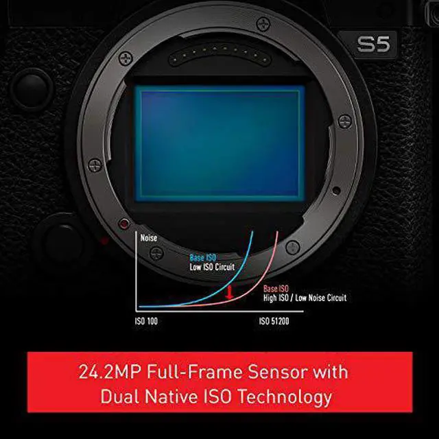 Alt view image 3 of 3 - Panasonic LUMIX S5 Full Frame Mirrorless Camera + LUMIX S 20-60mm F3.5-5.6 Lens, L-Mount, 5-Axis Dual I.S, DC-S5KK (Black) (International Model)