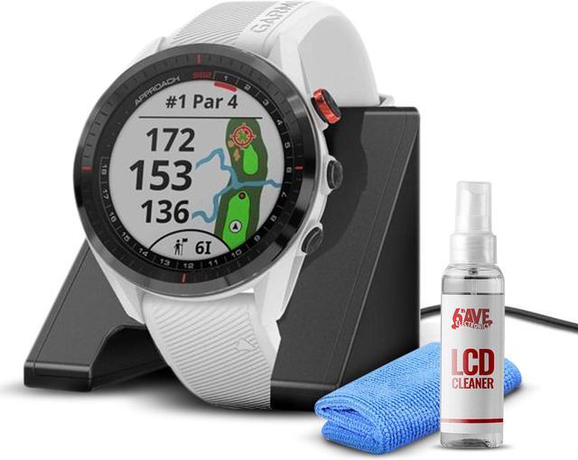 Garmin Approach S62 GPS Golf Watch (Black Bezel/White Band) With Accessories