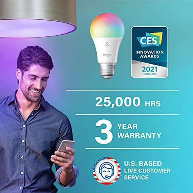 Alt view image 3 of 15 - Sengled Smart Light Bulbs, Color Changing Alexa Light Bulb Bluetooth Mesh, Smart