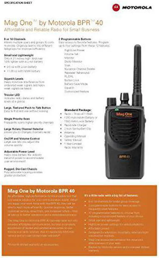 Alt view image 3 of 4 - BPR40 Mag One by Motorola 6 Pack UHF 4 Watt 8 Channel Two Way Radios Bundle