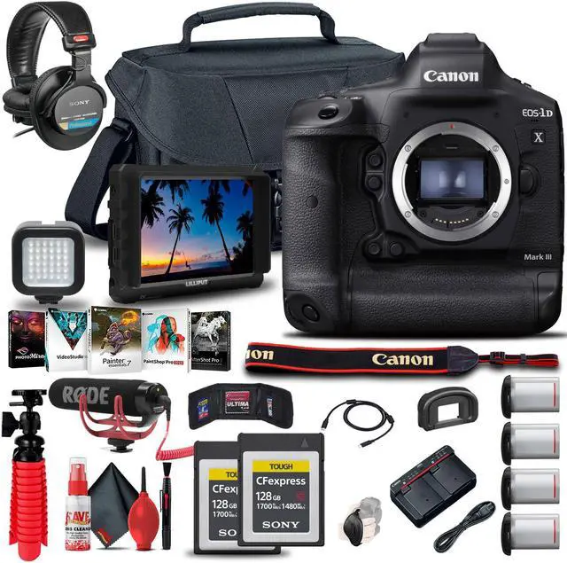 Main image of Canon EOS-1D X Mark III DSLR Camera (Body Only) (3829C002) + 4K Monitor Graphic Bundle