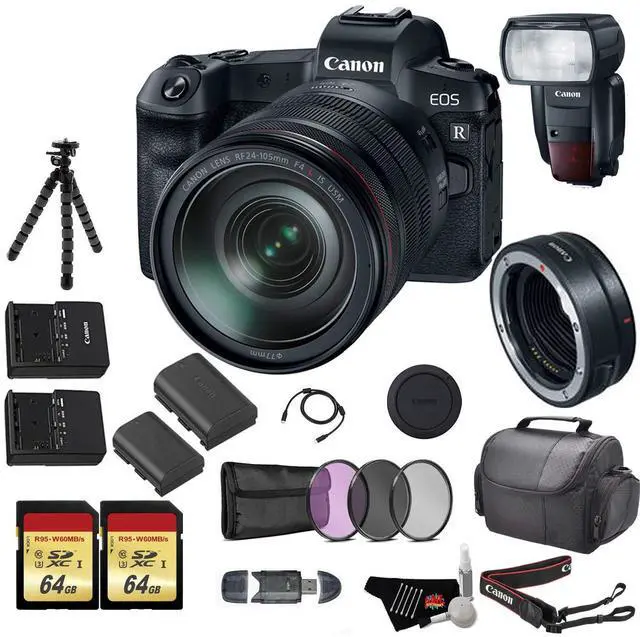 Alt view image 2 of 4 - Canon EOS R Mirrorless Digital Camera w/ 24-105mm Lens & Mount Adapter EF-EOS R Kit (Int'l Model) Bundle w/ Canon Speedlite 600EX II-RT + 2 x 64GB Memory Card & more