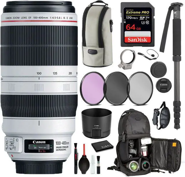 Main image of Canon EF 100-400mm f/4.5-5.6L IS II USM Lens  (9524B002)  Includes: 9PC filter Kit, Sandisk 64GB Extreme SD Card + More