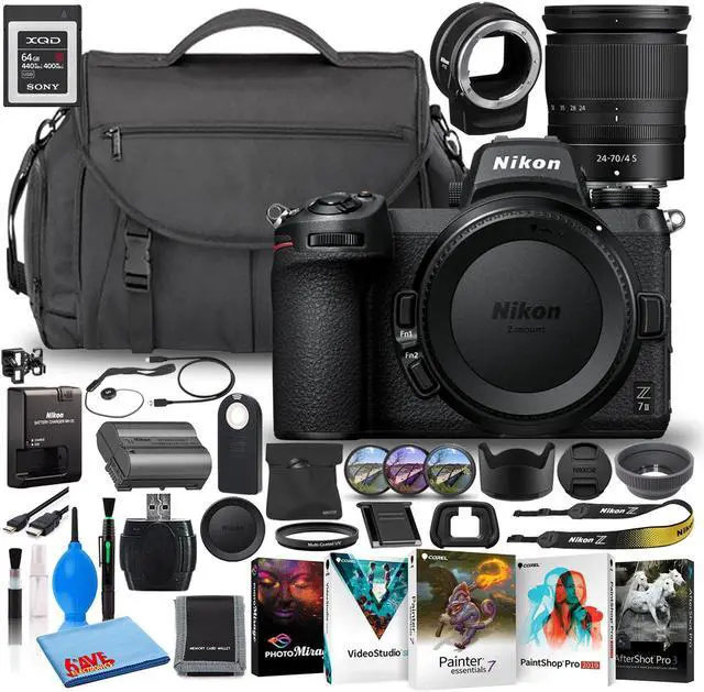 Main image of Nikon Z 7II Mirrorless Camera with 24-70mm Lens (International) XQD + FTZ Bundle
