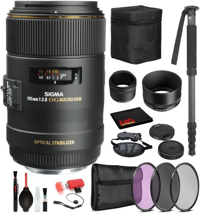 Main image of Sigma 105mm f/2.8 EX DG OS HSM Macro Lens for Canon EF with Bundle ncludes: Pro Series Monopod, 3PC Filter Kit + More