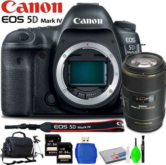 Alt view image 5 of 5 - Canon EOS 5D Mark IV DSLR Camera (Body Only) Accessory Bundle with Sigma 105mm f/2.8 Lens, Memory Card Kit, Carrying Case, Tripod, LCD Screen Protector and Cleaning Kit