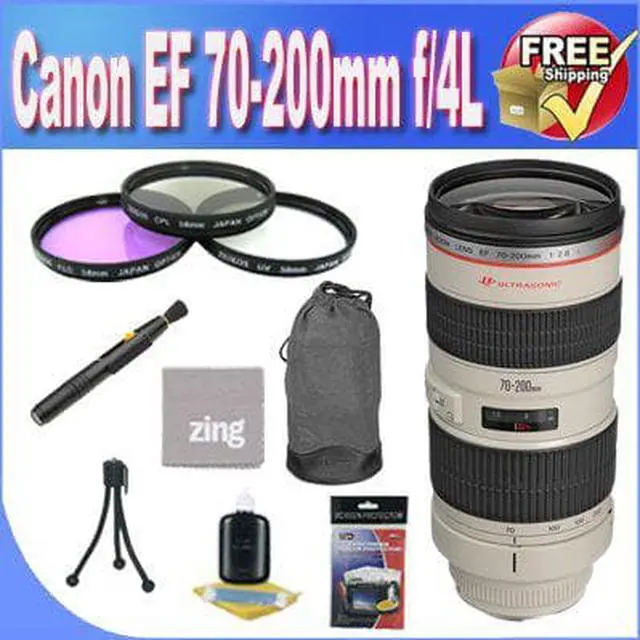 Alt view image 2 of 2 - Canon EF 70-200mm f/4L USM Telephoto Zoom Lens + 3 Piece Filter Kit + Lens Case + Zing Microfiber Cleaning Cloth + Lens Pen Cleaner + Lens Accessory Saver Bundle