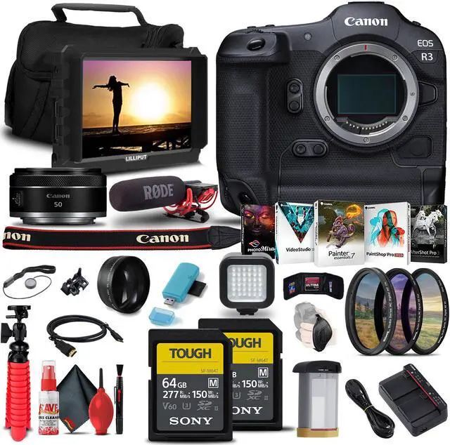Main image of Canon EOS R3 Mirrorless Camera (4895C002) + Canon RF 50mm Lens Bundle Advanced Bundle