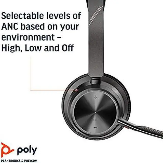 Alt view image 6 of 8 - Plantronics Voyager Focus2 UC Microsoft Teams Optimized Stereo Bluetooth Headset