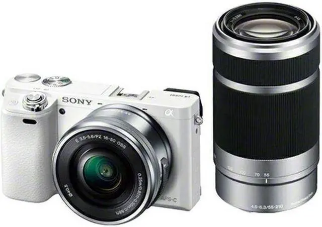 Main image of Sony Alpha a6000 24.3MP Digital Camera with 16-50mm Power Zoom and 55-210mm Lenses (White)