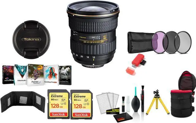 Main image of Tokina 12-28mm f/4.0 AT-X Pro APS-C Lens for Canon - Kit with 2x 128GB Memory Cards