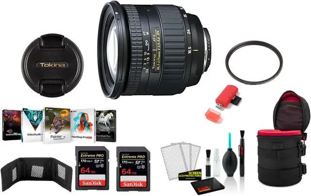 Main image of Tokina 16.5-135mm f/3.5-5.6 AT-X DX AF Lens for Nikon with 2x 64 Memory Cards and More