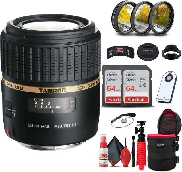 Main image of Tamron SP 60mm f/2 Di II 1:1 Macro Lens for Sony A + 128GB Accessory Bundle