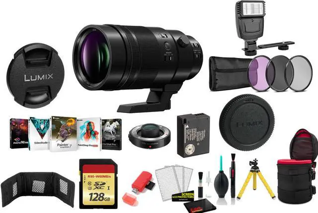Main image of Panasonic Leica DG Elmarit 200mm f/2.8 POWER O.I.S. Lens with 128GB Memory Card and More
