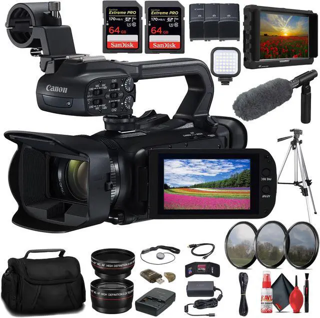 Main image of Panasonic 4K Camcorder W/ Padded Case, 128 GB Memory Card, Heavy Duty Tripod, Wire Straps, LED Light, And More