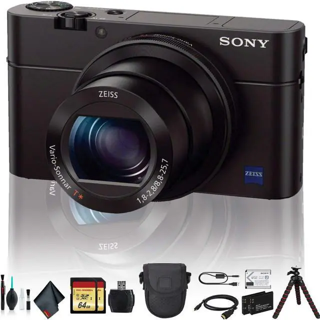 Alt view image 6 of 6 - Sony Cyber-shot DSC-RX100 IV Camera DSCRX100M4/B With Soft Bag, Tripod, 2x Extra Batteries, LED Light, 2x 64GB Memory Card, Card Reader , Plus Essential Accessories