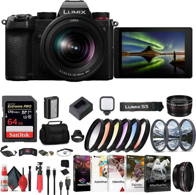 Main image of Panasonic Lumix S5 Mirrorless Camera with 20-60mm Lens + 64GB Memory Card Filter Bundle