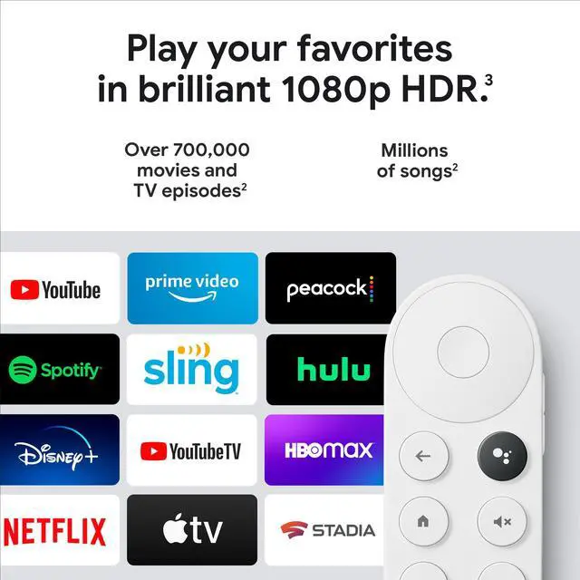 Alt view image 9 of 19 - Google Nest GA03131 Chromecast With Google TV (HD) - Snow