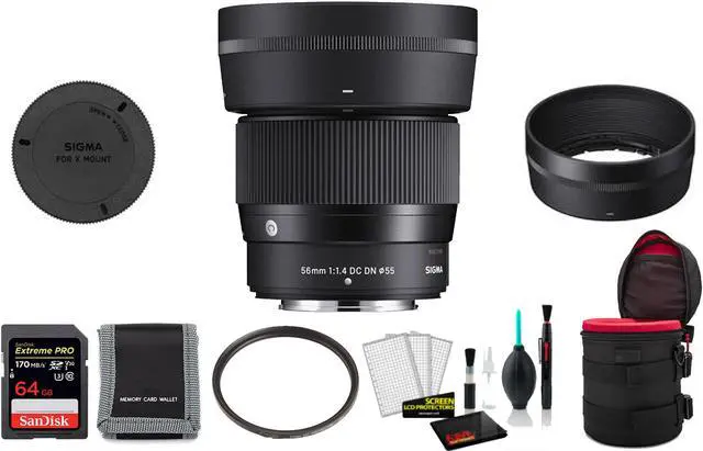 Main image of Sigma 56mm f/1.4 DC DN Contemporary Lens for FUJIFILM X - with 64GB Memory Card and More
